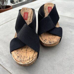 🌿 Espirit Stretch Canvas & Cork Wedge Sandals – Comfy & Stylish! 🌿